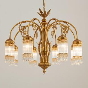 法式 卧室灯具大气房间全铜灯 全铜吊灯客厅灯复古水晶餐厅吊灯欧式