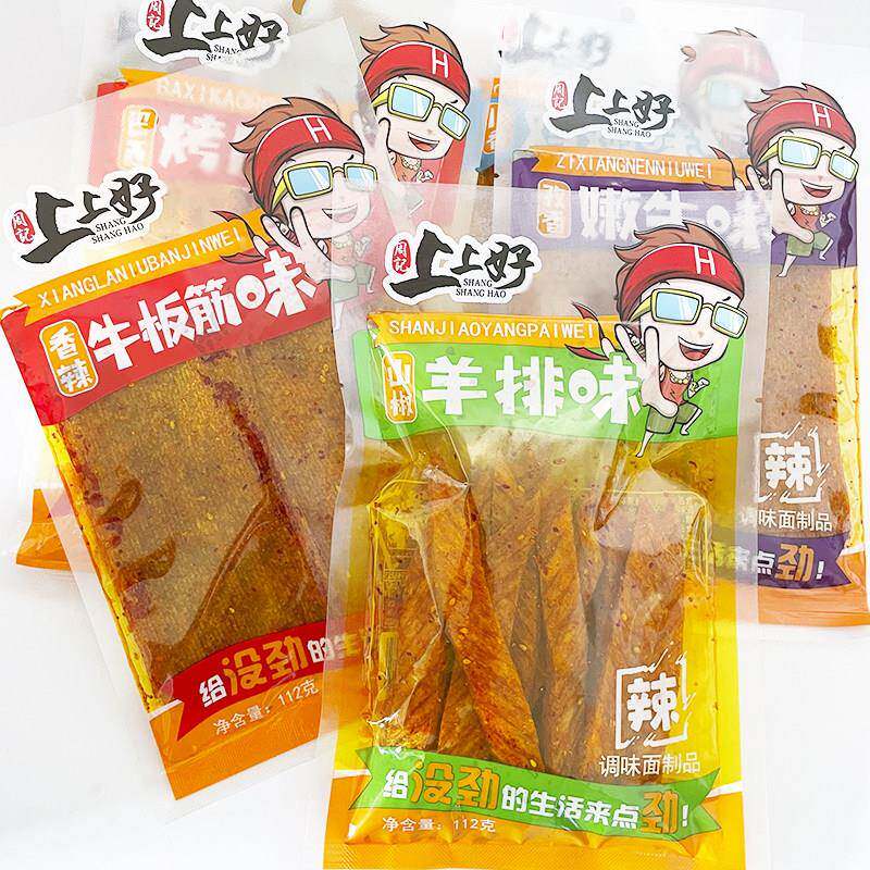 新日期上上好辣条多口味大面筋儿时怀旧零食辣片网红小吃爆辣小辣