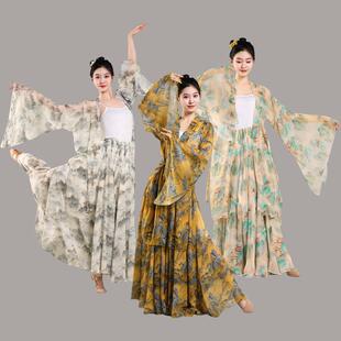 民族中国古风演出服古典舞蹈大摆裙半身跳舞纱裙成人练习练功长裙