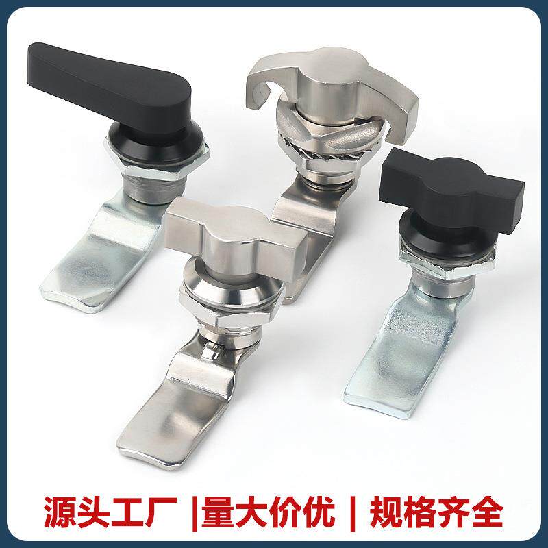 MS714-2锁黑色手柄锁牛头锁MS715转舌锁圆柱锁不锈钢电箱电柜门锁