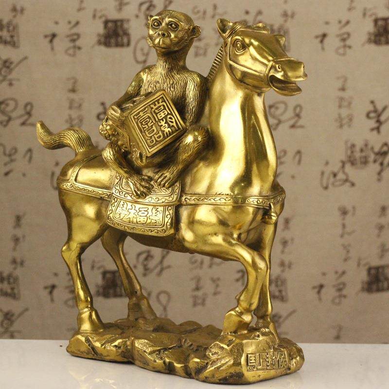 铜马上封侯摆件 大号马上猴一品马上封侯工艺品摆件