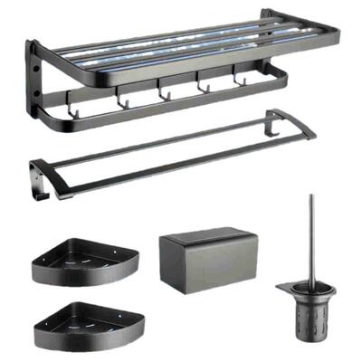 122112浴架巾架生间毛巾打孔架一体挂套件厕所卫洗澡间浴室架子置