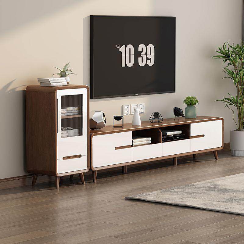 2026新款电视柜组合客厅家用收纳储物柜一体小户型茶几实木落地柜