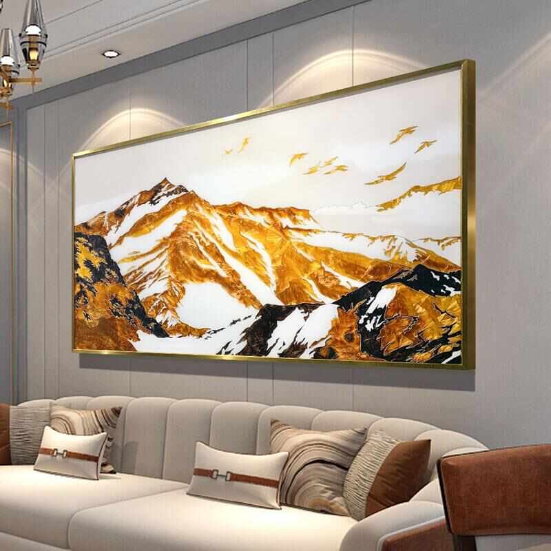 手工珐琅彩掐丝画客厅沙发背景墙装饰画立体艺术玻璃挂画背靠金山图片