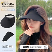 无痕一体遮阳防晒帽防紫外线夏季 口罩空顶太阳帽子女面罩 2024新款
