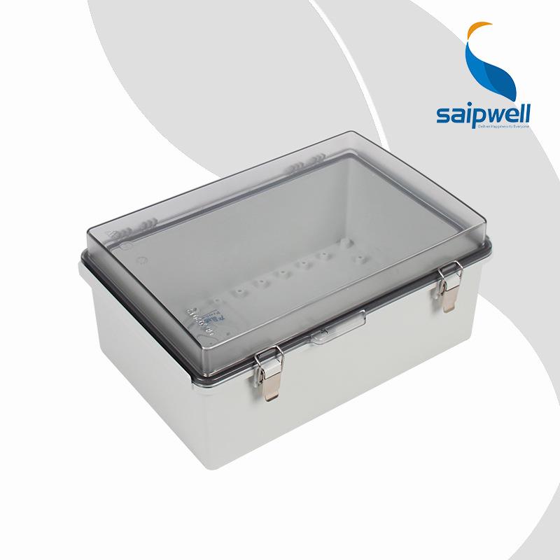 搭扣式大型防水盒带合页防水箱子PC塑料电器密封盒翻盖带锁配电箱