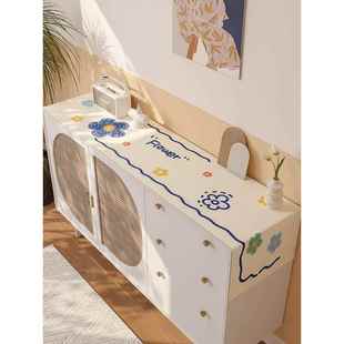 鞋柜套毛巾奶油式入口门防尘棉麻鞋柜套布矩形台布多功能保护套台