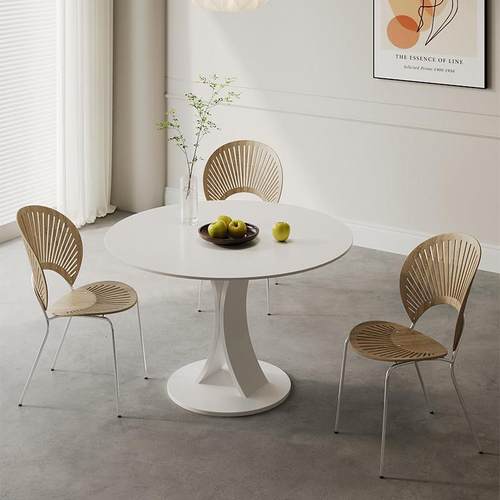 2024网红新款岩板餐桌意式极简商业办公饭桌小户型家用高端圆桌