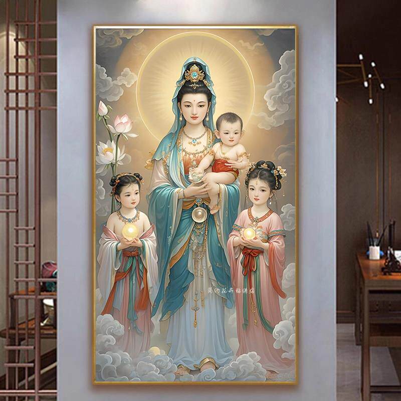 免费观音肖像5D钻石画自绣观音图新中国风结合手工应用钻石十字绣