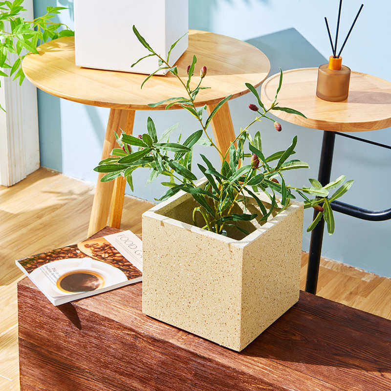 多肉花盆方形透气简约个性镁泥花盆白色水泥绿植盆栽