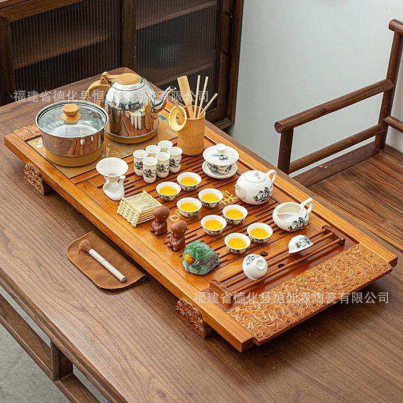 全自动底部上水烧水壶嵌入式茶具套装一体茶台海陶瓷功夫整套茶盘