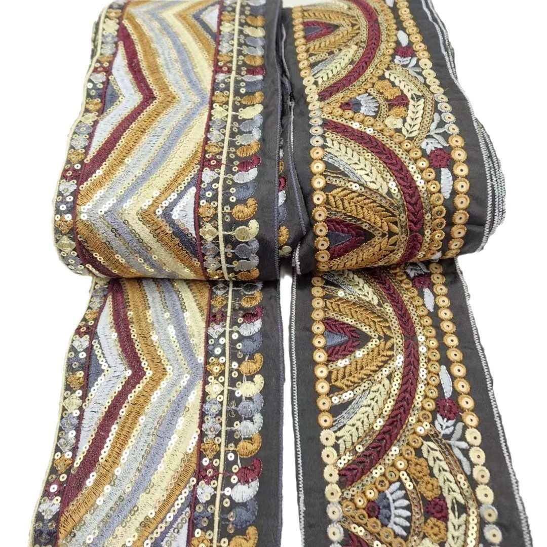 新款电脑刺绣花边民族风花边辅料厂家批发腰封涤纶木吉他背带肩带