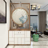 镂空玄关通客厅隔断中式 屏风卧室玄关山水顶柜实木餐厅鞋 柜