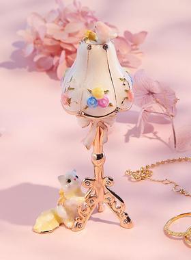 高档日礼本I件CALS可爱猫咪台灯创意P公主首饰盒小 桌面摆女生结