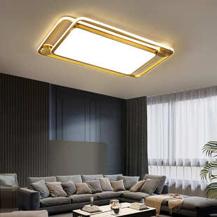 全铜现代简约客厅吸顶灯led高档会议室长方形超薄北欧大主卧室灯
