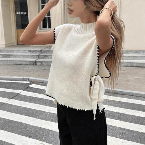 Women'S Mock Neck Basic Minimalist Sweater Vest, Casual
