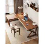 全实木转角书桌卧室家用l型电脑桌学生双人学习写字拐角办公桌子