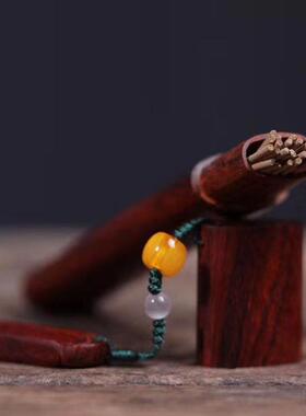 艺铭仙苑 紫檀旅行便携香盒新款檀香紫檀小巧一木挖制开盖式