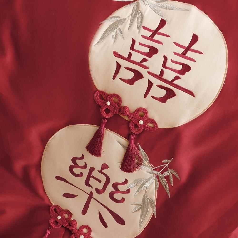 新GLG纯中式婚庆00长绒棉1四件套全棉棉红色床单被套S结婚陪嫁喜