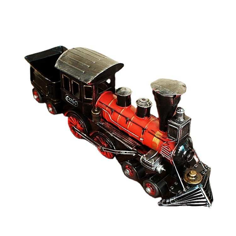 火车拉煤模型1829年蒸汽火车头带斗模型 复古做旧 1250