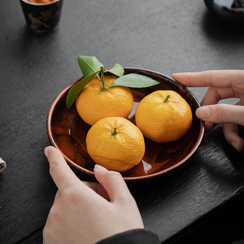 大岸堂大漆壶承干泡台中式果盘轻奢高档壶垫家用茶台茶配件