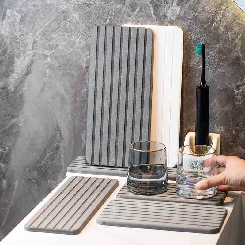 硅藻泥吸水垫洗手台长条洗漱台洗手池垫浴室台面桌面防水板置物垫