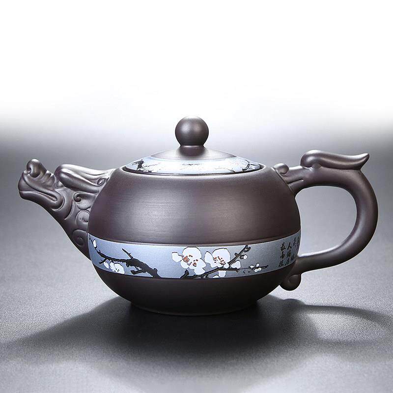 紫砂寒梅龙购壶中式复古茶壶单壶球孔过滤功夫茶具套组家用西施壶