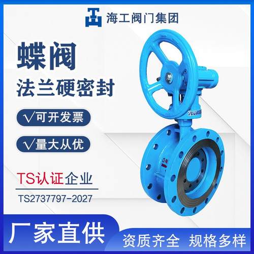 硬密封法兰蝶阀D343H-16C涡轮三偏心铸钢蝶阀DN50100海工阀门集团