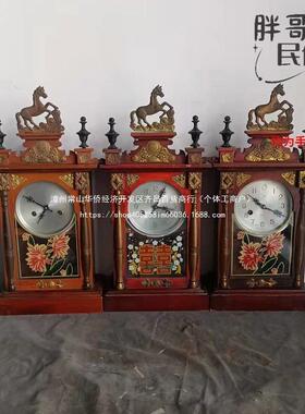 农家乐钟个人上海收藏复古酒店老马头座钟老物件钟表老式装饰摆件