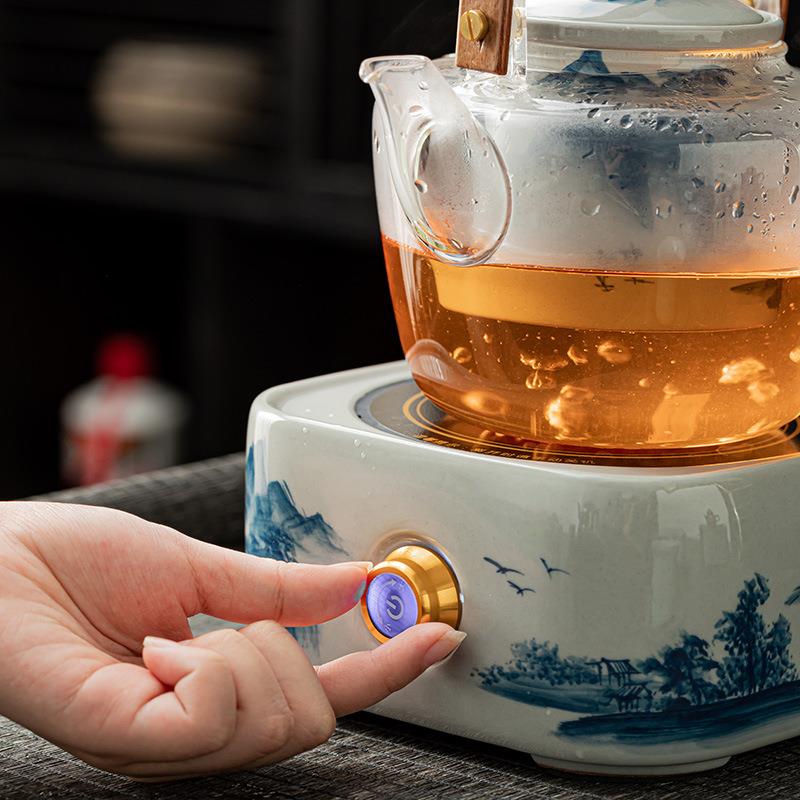 山水电陶炉茶器耐热玻璃壶煮茶具炉套装普洱白烧茶家煮用烧KQ山水