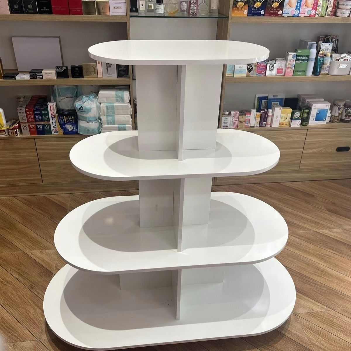 B1B1多功能超市中岛展示台零食货架圆形中岛柜鞋柜礼品展台红酒展