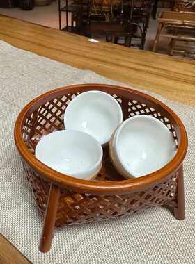 厂家直销竹编点心篮果篮竹制品水果盘大漆竹编制品批发竹质工艺品