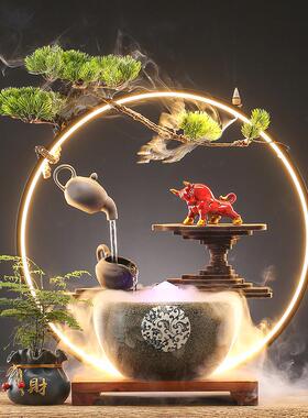 创意悬壶流摆件循环水招财客办厅室内加湿GHH公室桌面水摆开业设