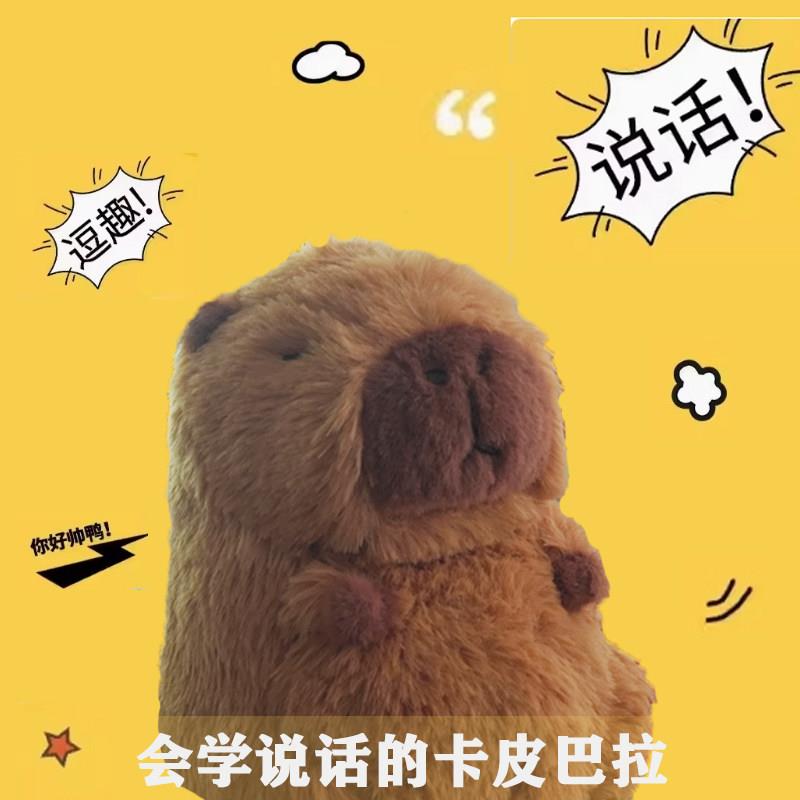 会学说话的卡皮巴拉水豚毛绒玩具公仔玩偶学舌生日送女生礼物