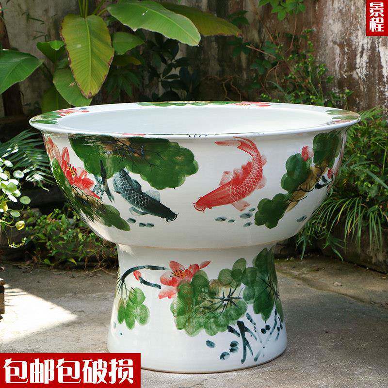 景德镇陶瓷鱼缸落地荷花缸碗莲缸特大号乌龟缸睡莲大水缸庭院客厅
