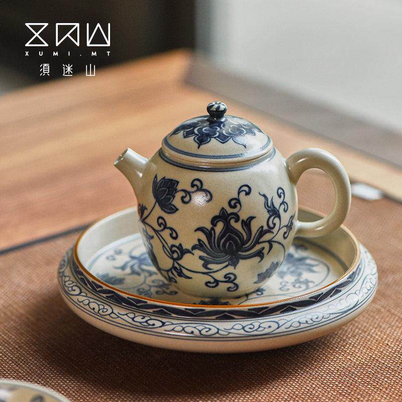 拙溪茶壶青花缠枝莲泡茶覆古中式手绘女士个人专用茶杯壶承景德镇