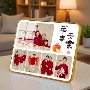 九宫格相框拼图照片摆台定制婚纱照摆件做相片简约创意水晶相框架