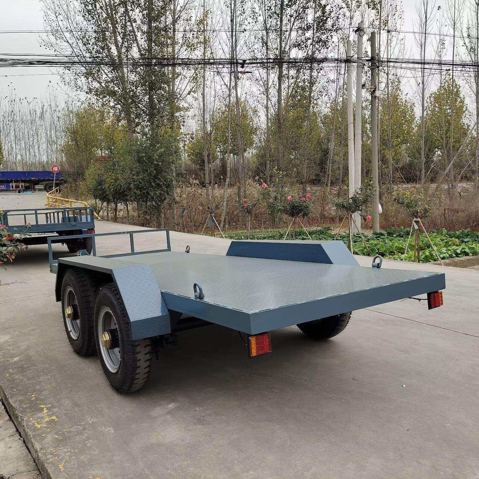 房车移动底盘拖车中置车桥真空胎转运平板车吨牵引式全挂车