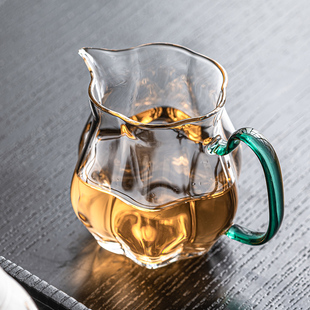 透明玻璃公道杯带把手茶海分茶器家用泡茶过滤匀杯功夫茶具零配件