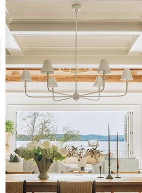 美式乡村风VC1:1Piaf客厅吊灯 简约设计师别墅餐厅卧室全铜白色灯