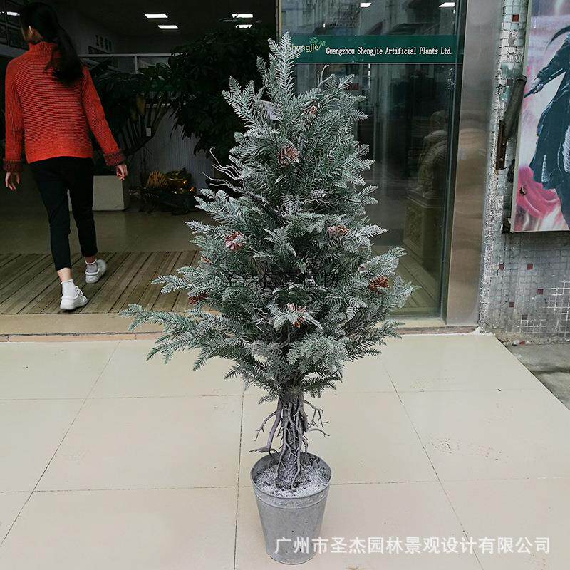 仿真带果雪松盆景室内圣诞节仿真植物松树装饰造景假树仿真松柏树
