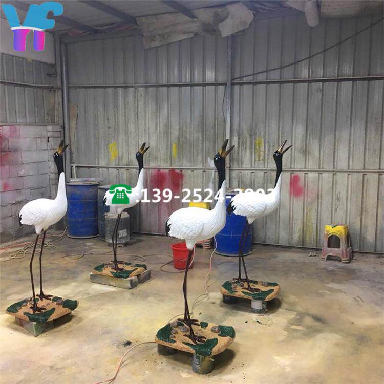 大号丹顶鹤仿真仙鹤玻璃钢雕塑 别墅花园广场动物工艺品新中式