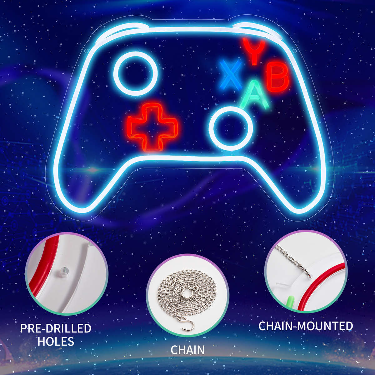 款氛围手柄游戏游戏装饰灯灯爆霓虹灯led外贸装饰厅