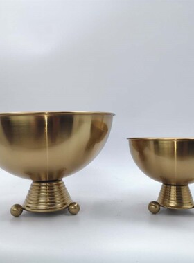 现代简约金属工艺三脚珠花器轻奢摆件客厅样板房装饰品软装饰品