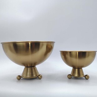 代简约金属工现艺三脚珠花样器轻奢摆件客厅板房饰RDC品装 饰 软装