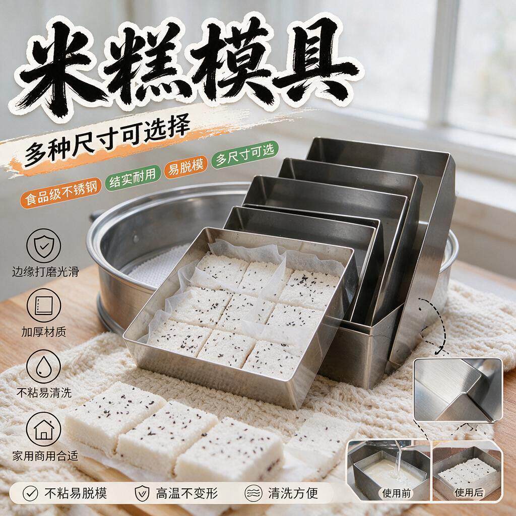 桂花糕模具304不锈钢蒸专用松糕方形磨具糯米糕重阳糕慕斯圈工具
