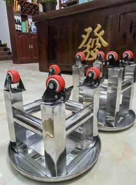 锈钢迷你小圆凳厚加车固中国风静音万向轮IYS特带刹转向不滑轮青