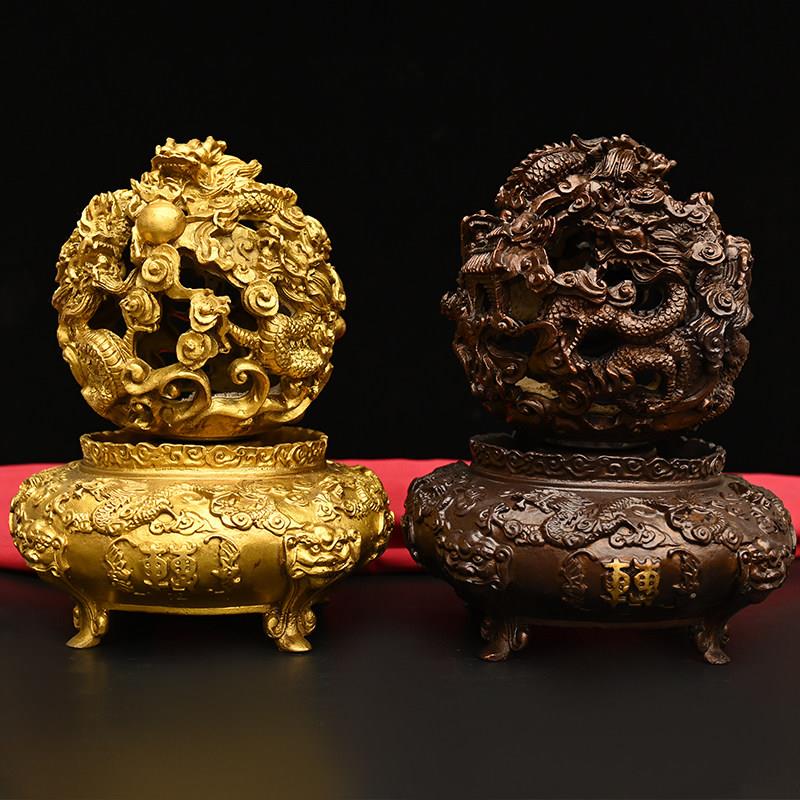 铜九转干 干坤鼎摆件纯铜时来运转九龙戏珠鼎扭转干 干坤青龙鼎招