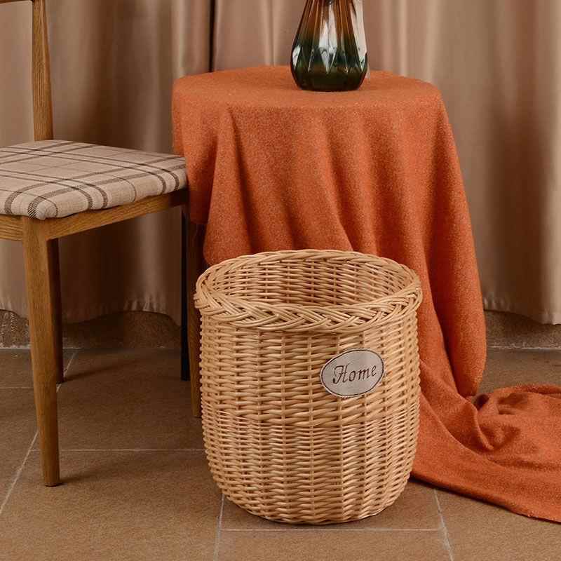 藤编垃圾桶柳编编织篓子卧室家用收纳桶简约时尚创意纸篓BnjBnj