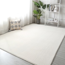 地毯白色主卧床边垫加厚客厅地垫短绒全铺床下脚垫纯色拍照背景毯